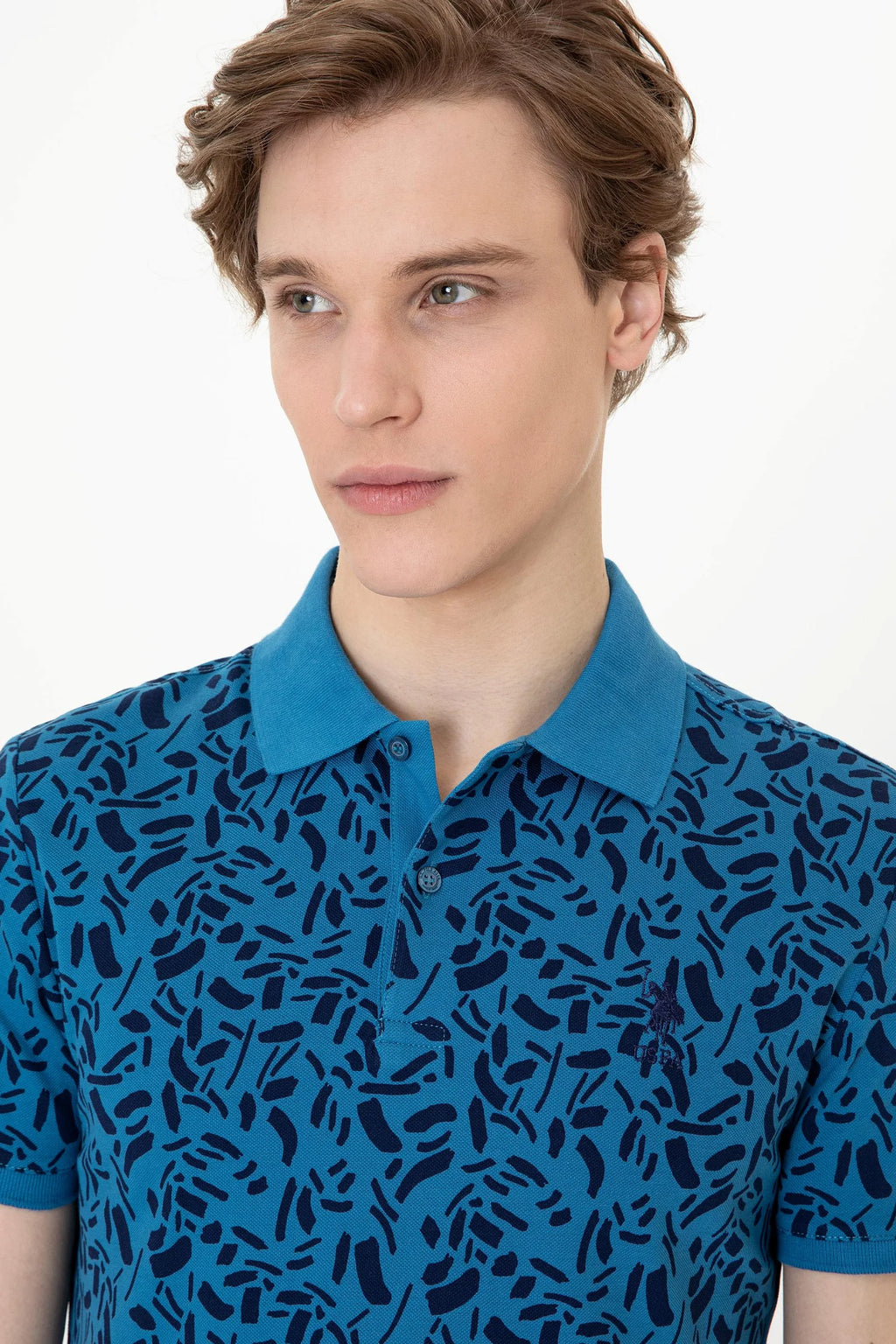 US Polo Assn. Printed Line Pattern Polo Neck T-Shirt - Men