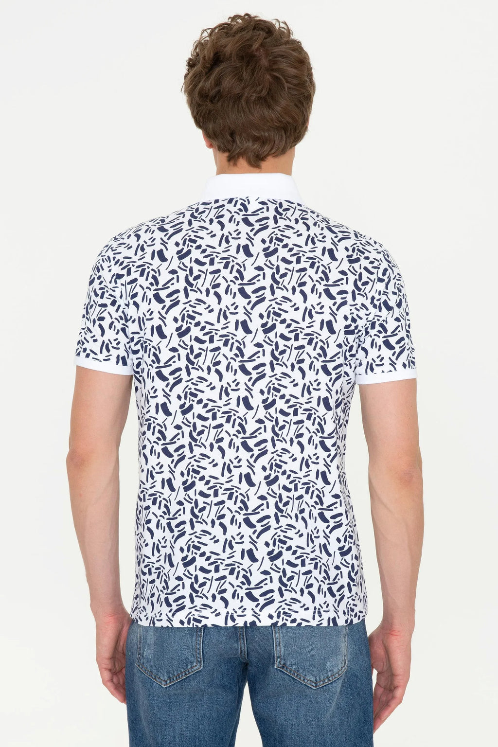 US Polo Assn. Printed Line Pattern Polo Neck T-Shirt - Men