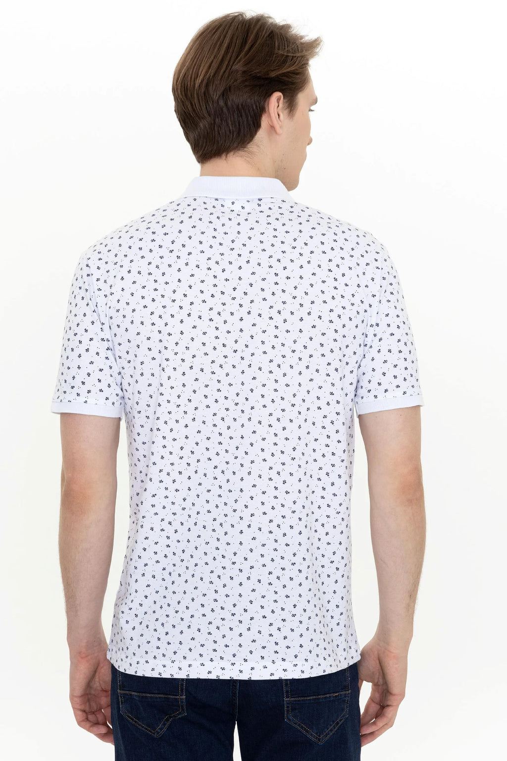 US Polo Assn. Printed Tree Branch Pattern Polo Neck T-Shirt - Men