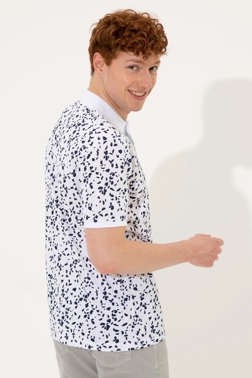 US Polo Assn. Printed Dotted Pattern Polo Neck T-Shirt - Men