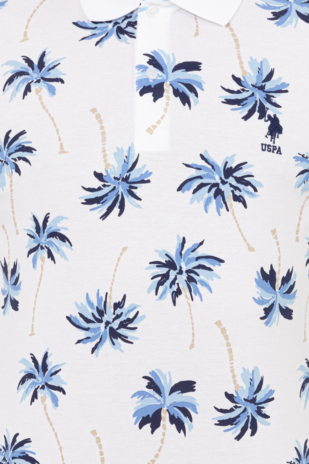 US Polo Assn. Printed Palm Tree Pattern Polo Neck T-Shirt - Men