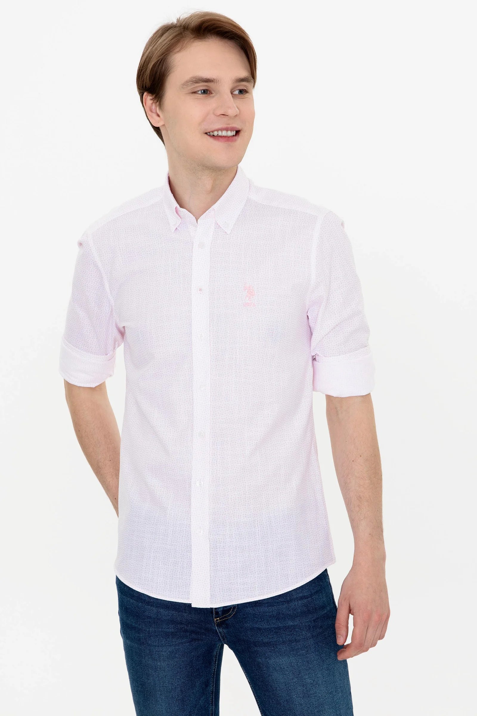 US Polo Assn. Printed Dotted Pattern Shirt Long Sleeve - Men
