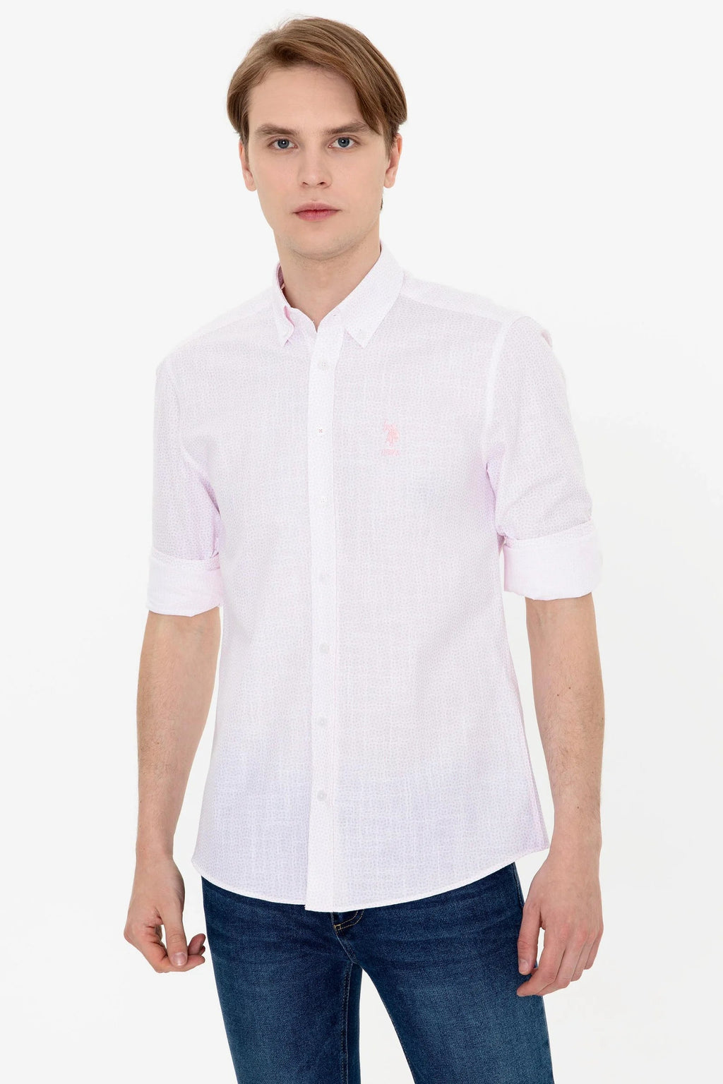 US Polo Assn. Men Shirts Powder- Oshoplin