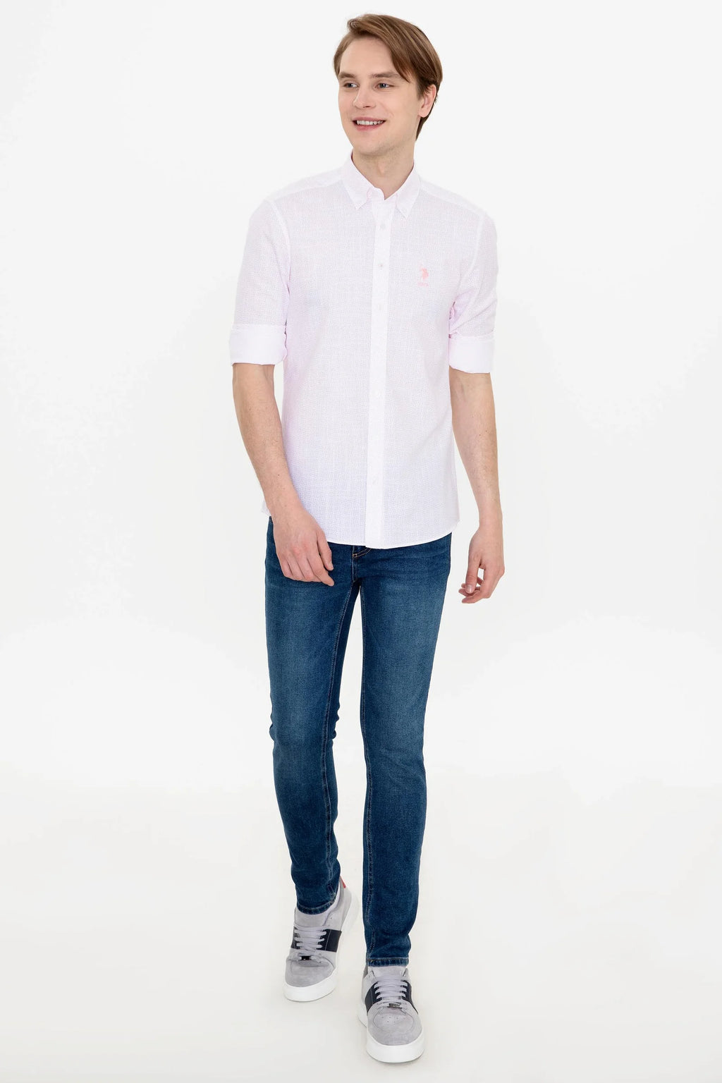 US Polo Assn. Printed Dotted Pattern Shirt Long Sleeve - Men