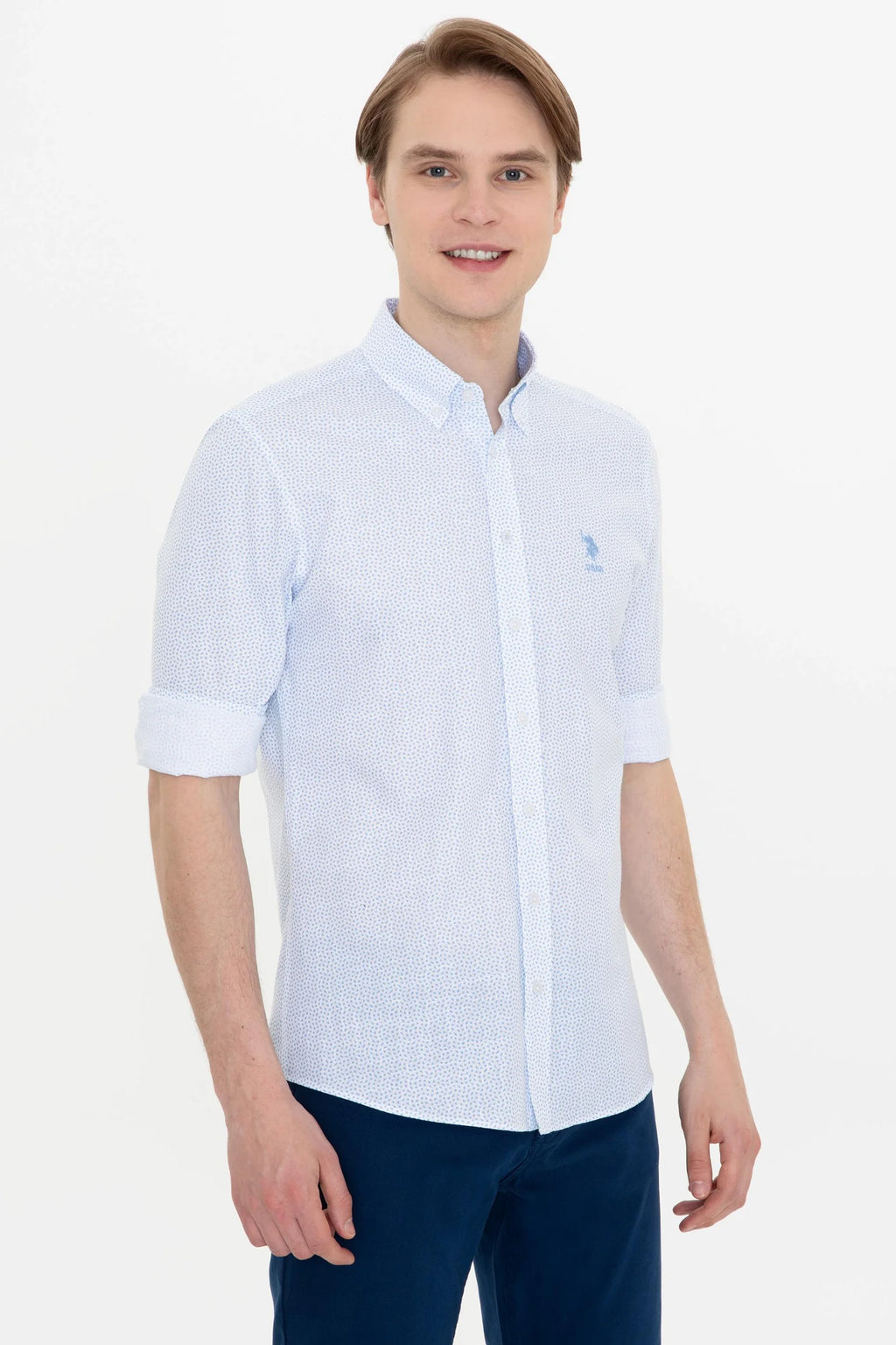 US Polo Assn. Printed Dotted Pattern Shirt Long Sleeve - Men