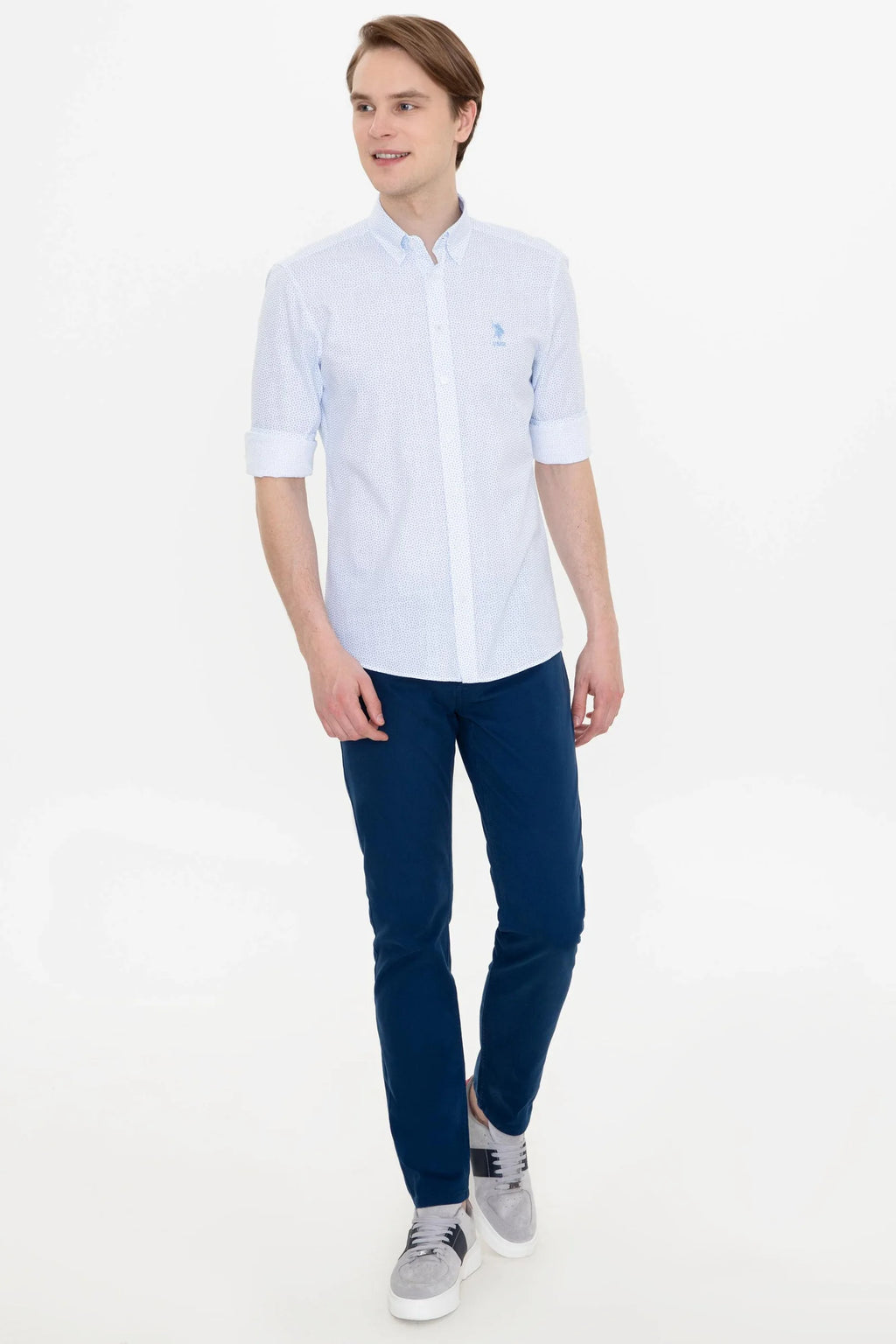 US Polo Assn. Printed Dotted Pattern Shirt Long Sleeve - Men