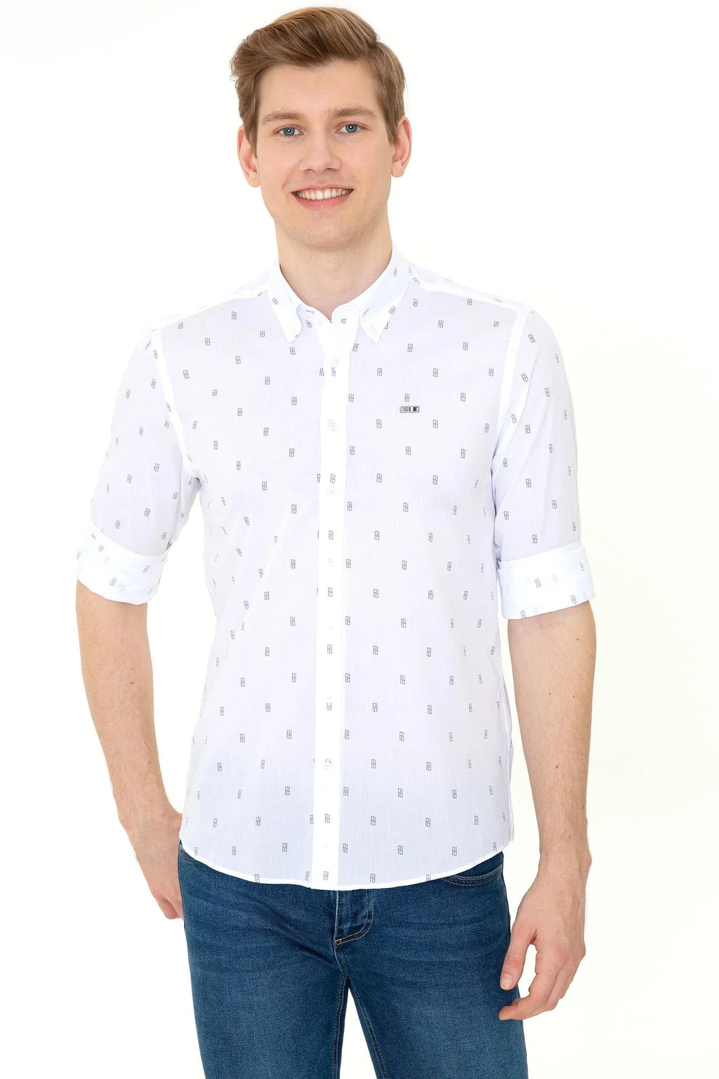 US Polo Assn. Men Shirts White Blue- Oshoplin