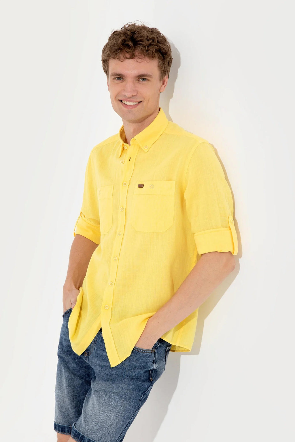 US Polo Assn. Men Shirts Light Yellow- Oshoplin