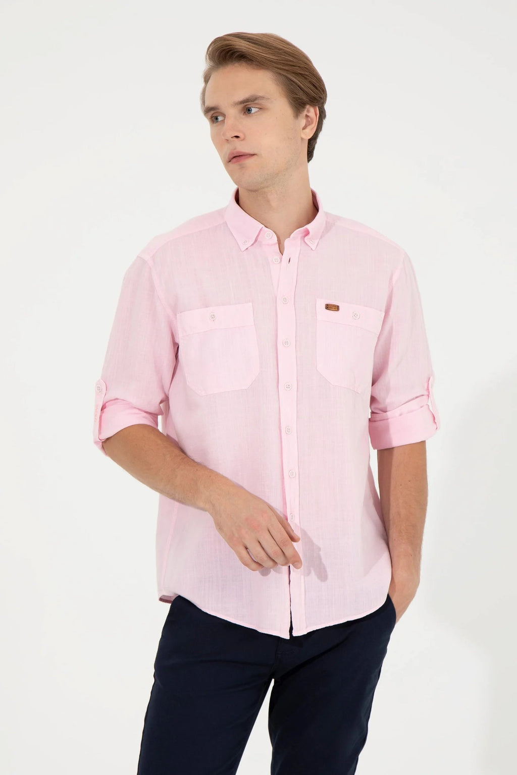 US Polo Assn. Men Shirts Powder- Oshoplin