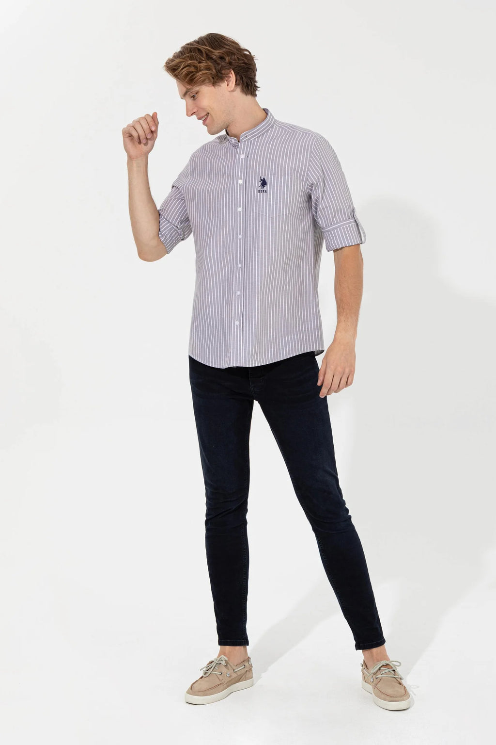 US Polo Assn. Strips Regular Shirt Long Sleeve With A Single Pocket - Men