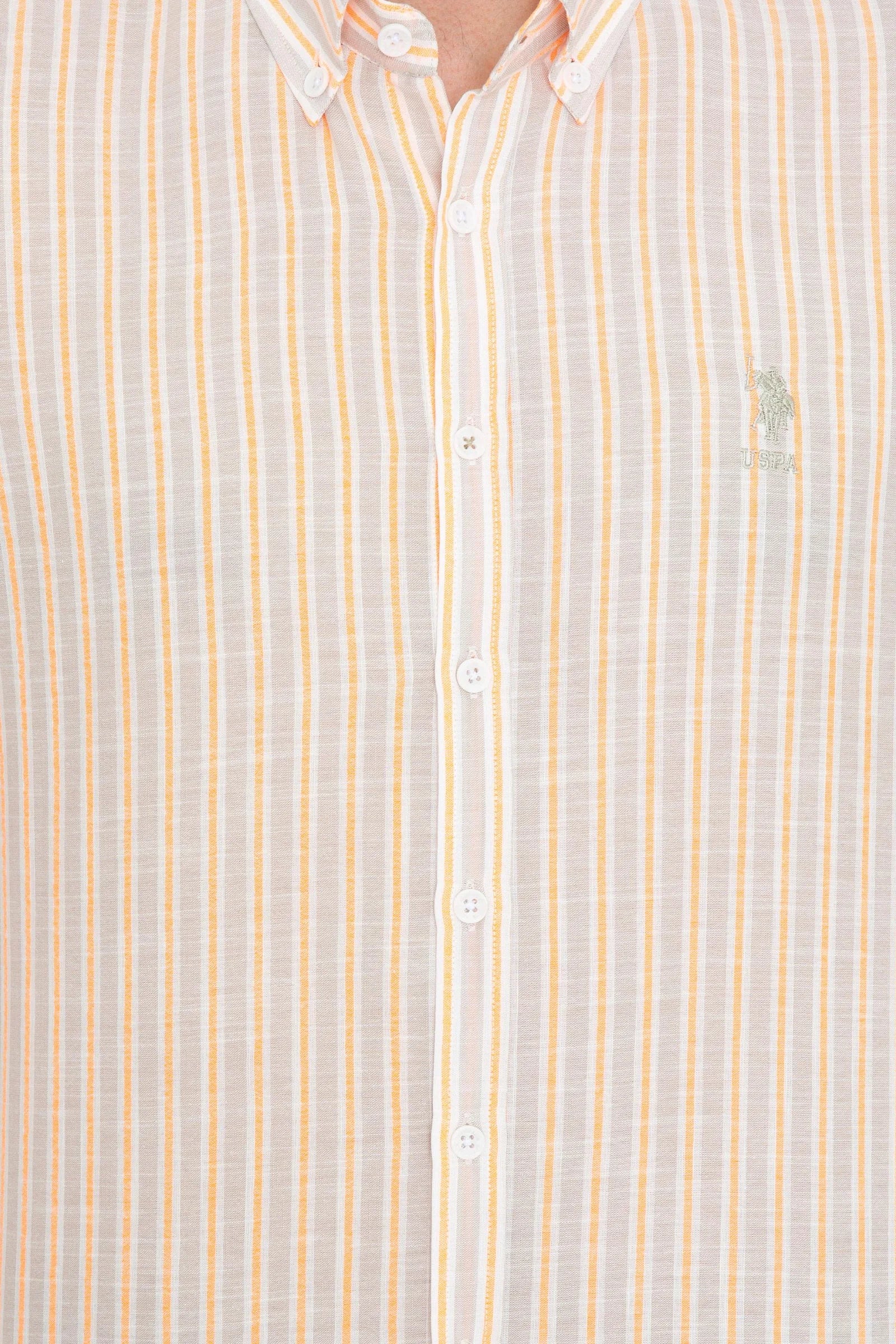 US Polo Assn. Slim Big Strips Shirt Long Sleeve USPA Logo - Men