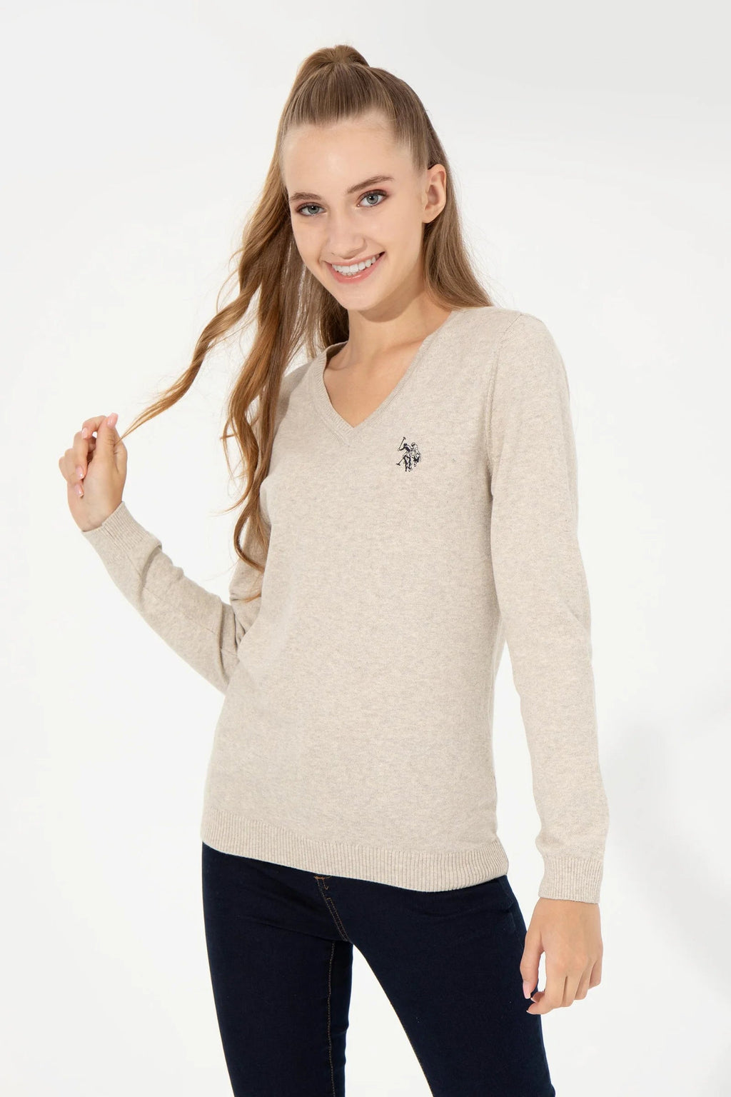 US Polo Assn. Women Pullovers Stone- Oshoplin