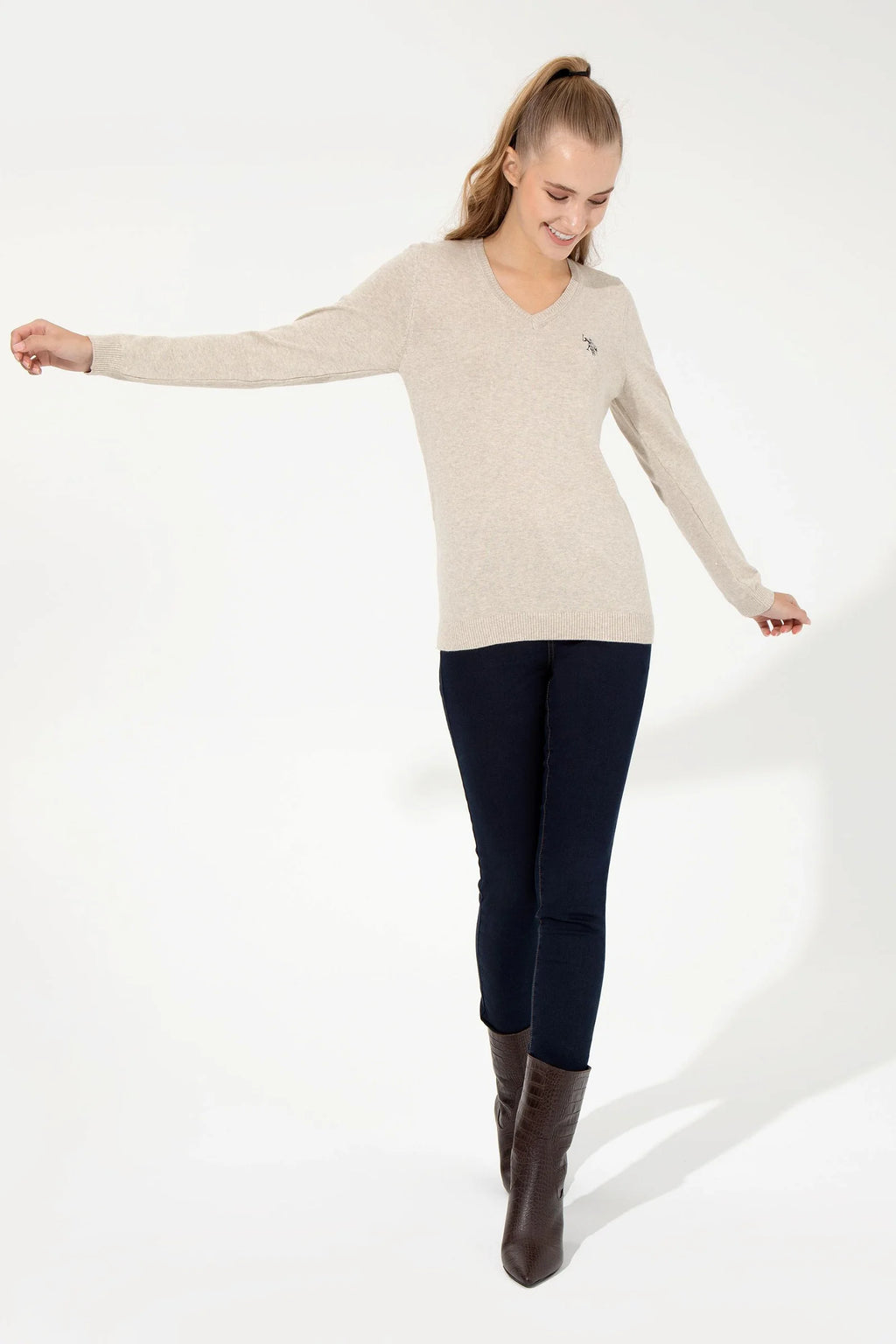 US Polo Assn. Slim Fit Pullover with Logo - Women