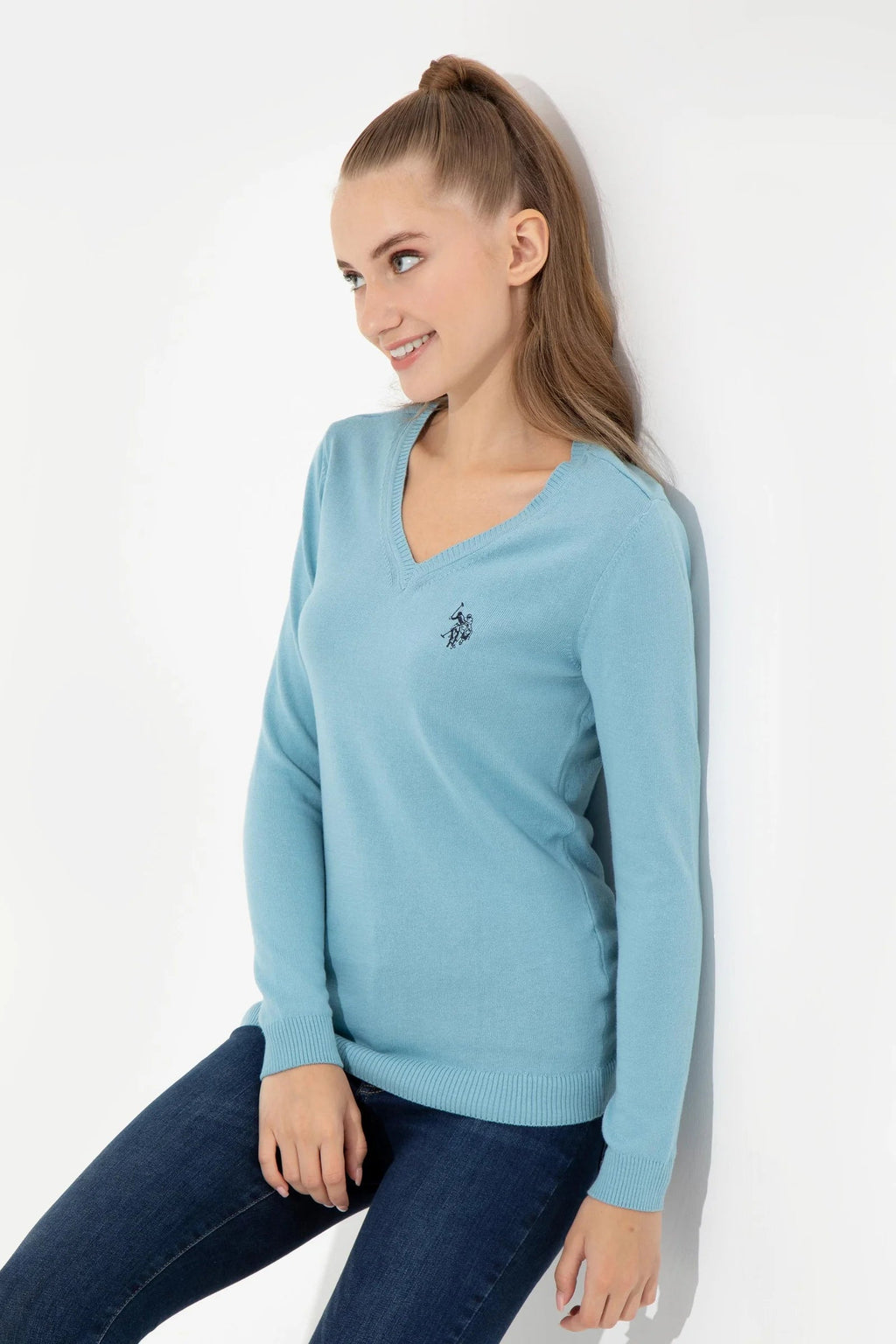 US Polo Assn. Women Pullovers Light Blue- Oshoplin