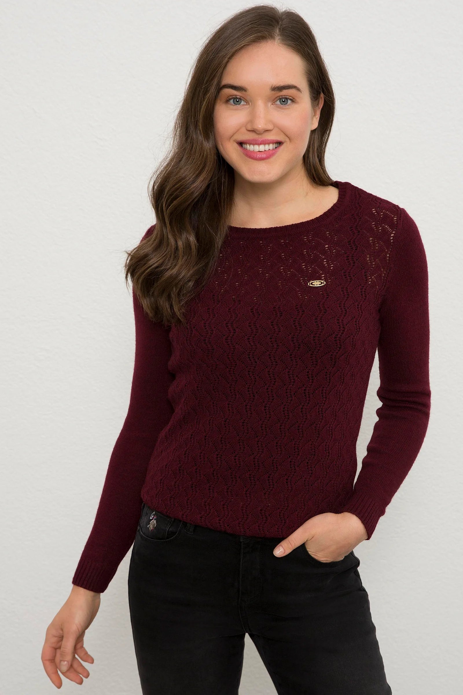 US Polo Assn. Slim Fit Pullover with USPA Metal Logo - Women