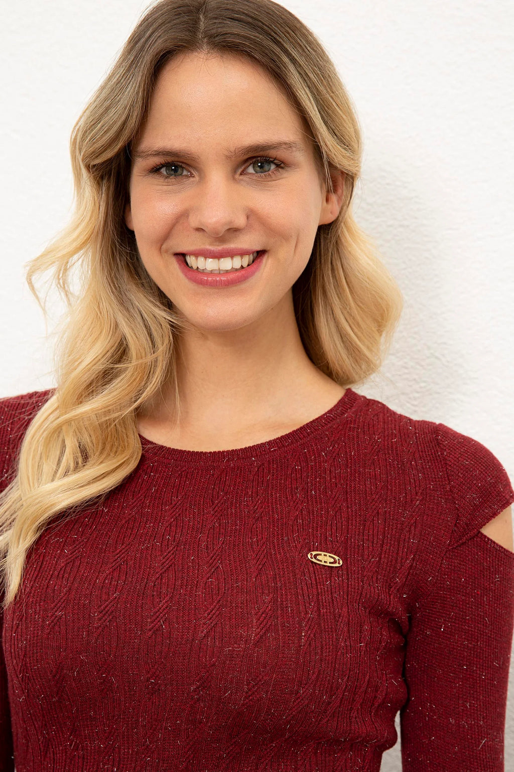 US Polo Assn. Slim Fit Plain Pattern Shiny Pullover with Metal USPA Logo - Women