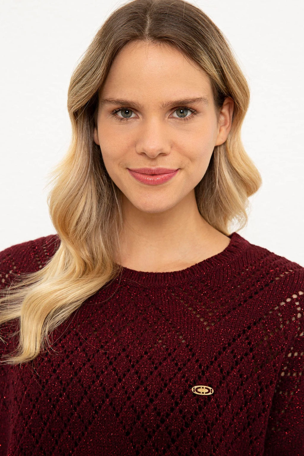 US Polo Assn. Oversized Round Neck Pullover with Metal USPA Logo - Women