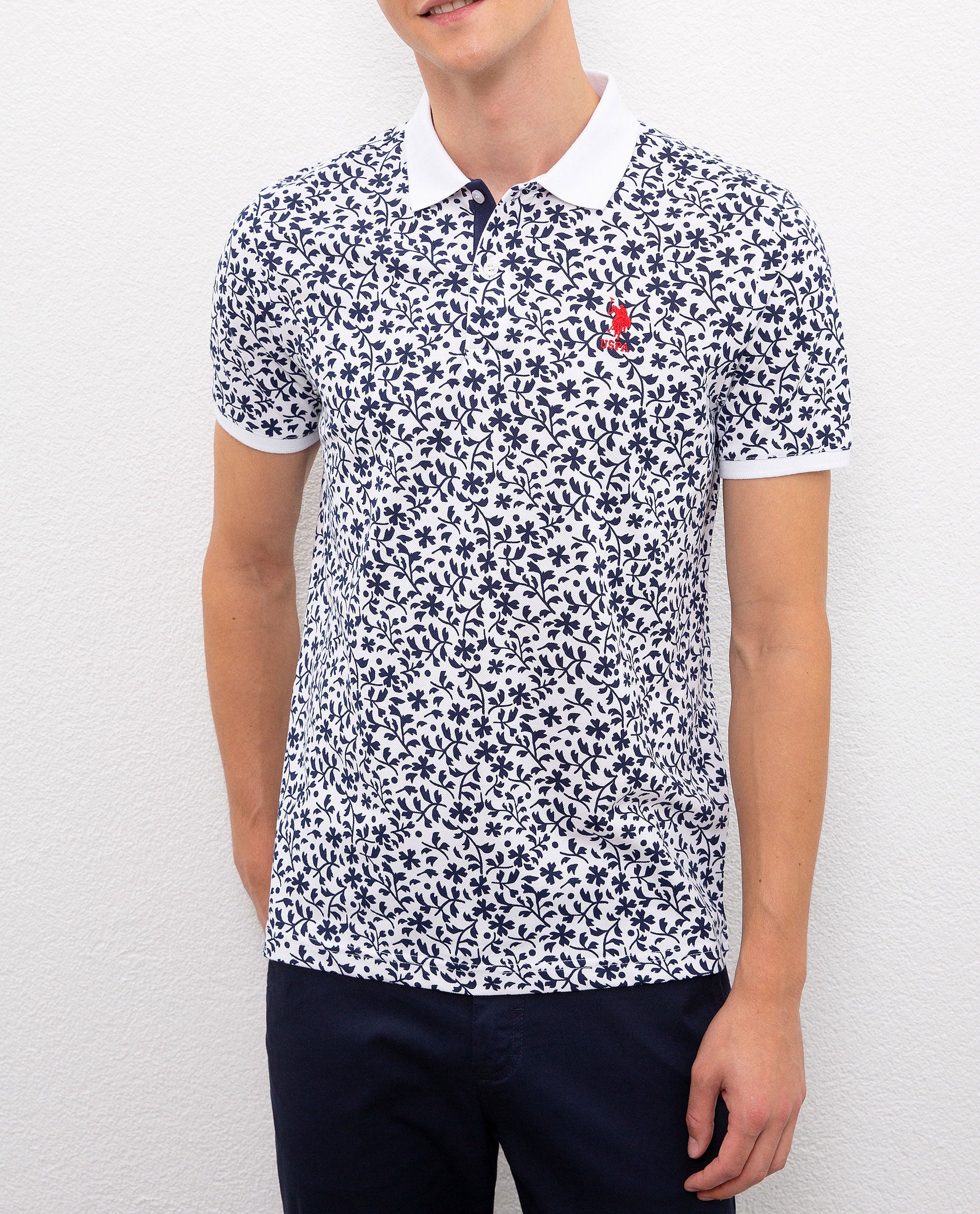 US Polo Assn. Tree Branches Print Small Logo Polo Shirt - Men